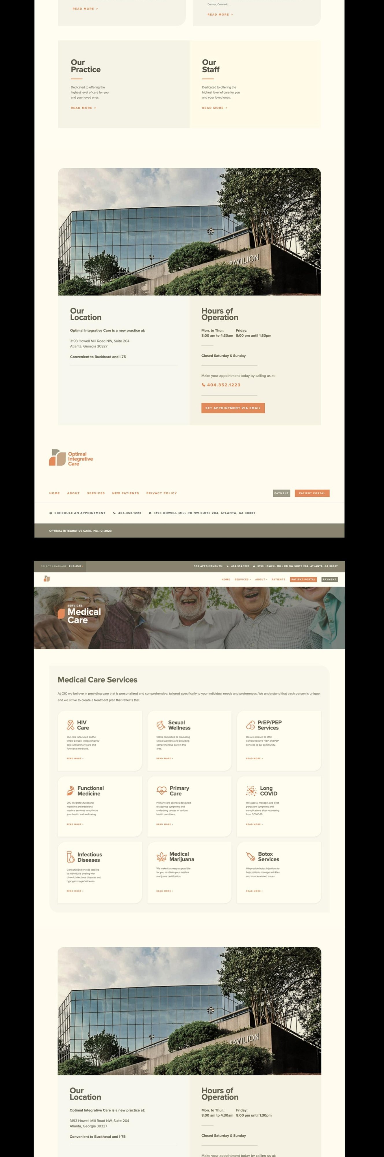 Optimal Integrative Care healthcare website with patient portal and service information